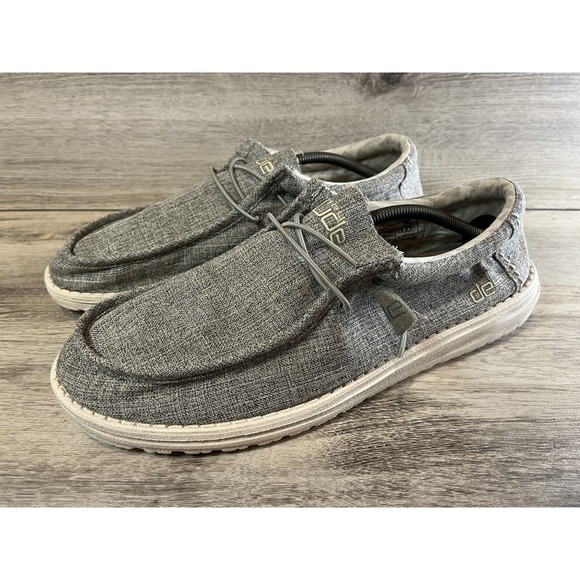 Hey Dude Wally Linen Iron Gray Slip-On Casual Sneaker Shoes Men's Size 14 - Picture 2 of 9